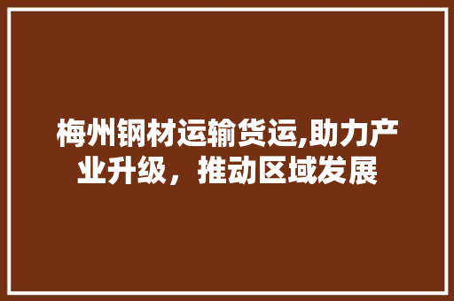 梅州钢材运输货运,助力产业升级，推动区域发展