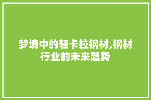 梦境中的轻卡拉钢材,钢材行业的未来趋势