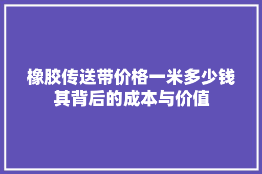 橡胶传送带价格一米多少钱其背后的成本与价值