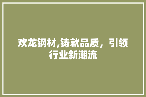 欢龙钢材,铸就品质，引领行业新潮流