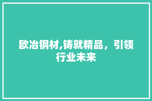 欧冶钢材,铸就精品，引领行业未来