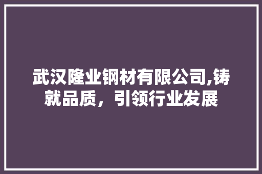 武汉隆业钢材有限公司,铸就品质，引领行业发展