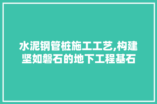 水泥钢管桩施工工艺,构建坚如磐石的地下工程基石