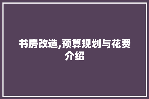 书房改造,预算规划与花费介绍