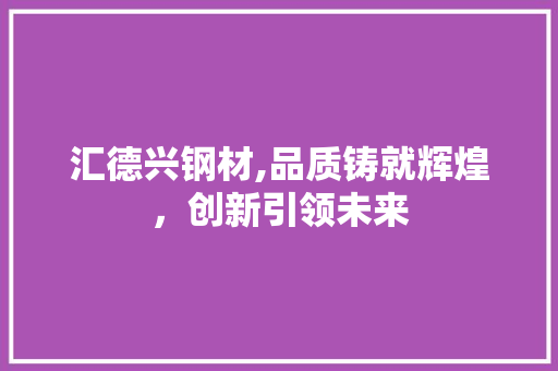 汇德兴钢材,品质铸就辉煌，创新引领未来