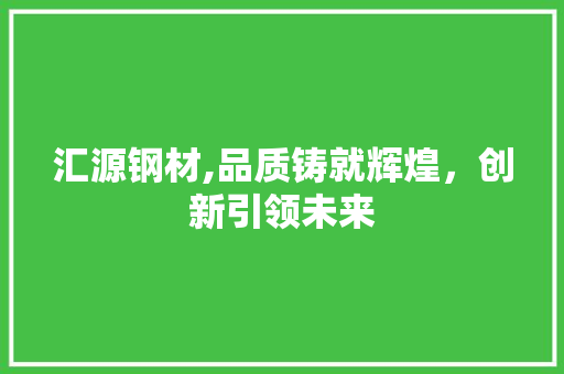 汇源钢材,品质铸就辉煌，创新引领未来