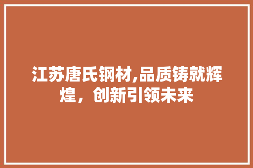江苏唐氏钢材,品质铸就辉煌，创新引领未来
