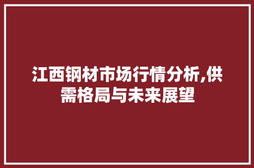 江西钢材市场行情分析,供需格局与未来展望