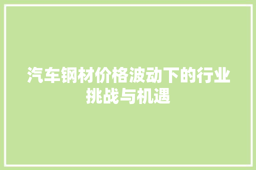 汽车钢材价格波动下的行业挑战与机遇