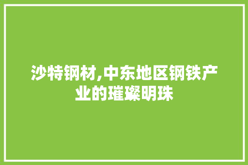 沙特钢材,中东地区钢铁产业的璀璨明珠