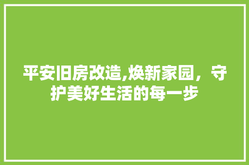 平安旧房改造,焕新家园，守护美好生活的每一步