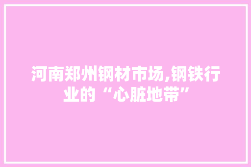 河南郑州钢材市场,钢铁行业的“心脏地带”