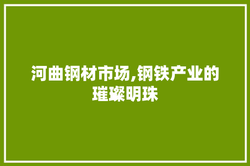 河曲钢材市场,钢铁产业的璀璨明珠