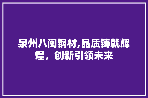 泉州八闽钢材,品质铸就辉煌，创新引领未来