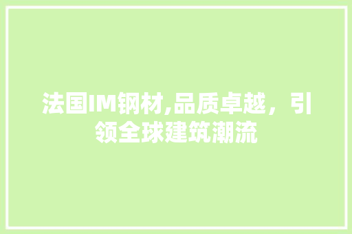 法国IM钢材,品质卓越，引领全球建筑潮流