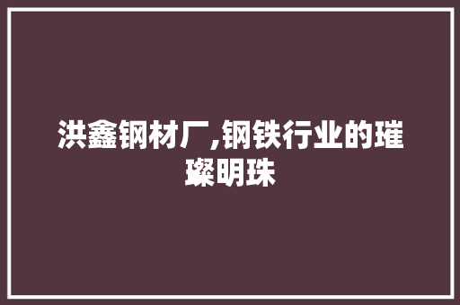 洪鑫钢材厂,钢铁行业的璀璨明珠