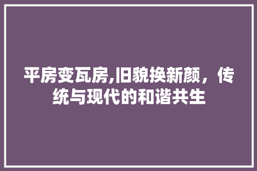 平房变瓦房,旧貌换新颜，传统与现代的和谐共生