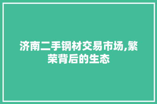 济南二手钢材交易市场,繁荣背后的生态
