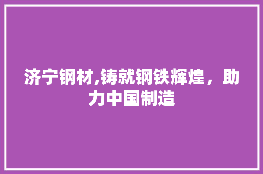 济宁钢材,铸就钢铁辉煌，助力中国制造
