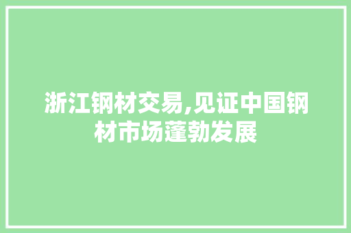 浙江钢材交易,见证中国钢材市场蓬勃发展