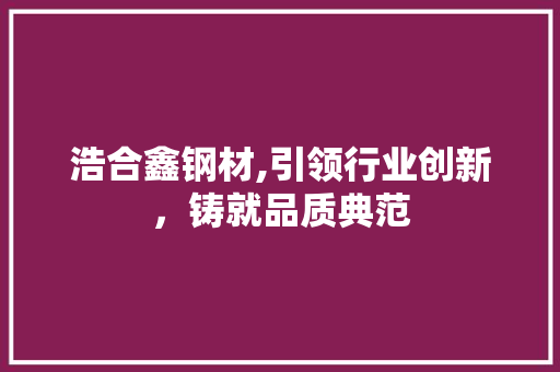 浩合鑫钢材,引领行业创新，铸就品质典范