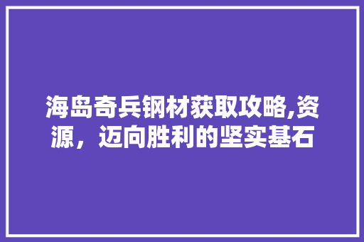 海岛奇兵钢材获取攻略,资源，迈向胜利的坚实基石 装修材料