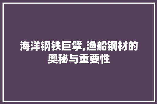 海洋钢铁巨擘,渔船钢材的奥秘与重要性 墙面装饰