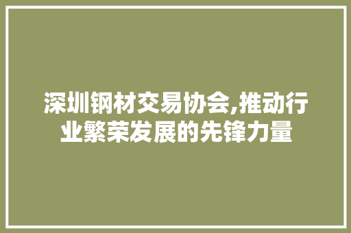 深圳钢材交易协会,推动行业繁荣发展的先锋力量