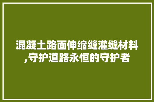 混凝土路面伸缩缝灌缝材料,守护道路永恒的守护者