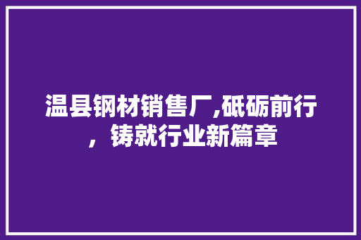 温县钢材销售厂,砥砺前行，铸就行业新篇章 墙面装饰