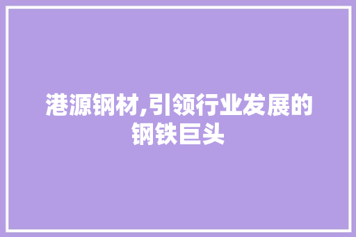 港源钢材,引领行业发展的钢铁巨头 景观设计