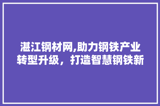 湛江钢材网,助力钢铁产业转型升级，打造智慧钢铁新生态