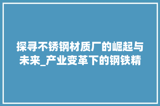 探寻不锈钢材质厂的崛起与未来_产业变革下的钢铁精英 隔断设计