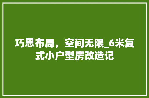 巧思布局，空间无限_6米复式小户型房改造记