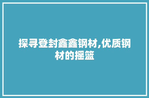 探寻登封鑫鑫钢材,优质钢材的摇篮