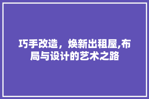 巧手改造，焕新出租屋,布局与设计的艺术之路