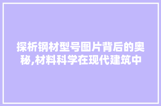 探析钢材型号图片背后的奥秘,材料科学在现代建筑中的应用
