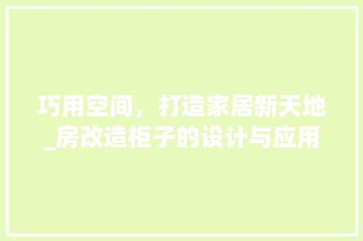 巧用空间，打造家居新天地_房改造柜子的设计与应用