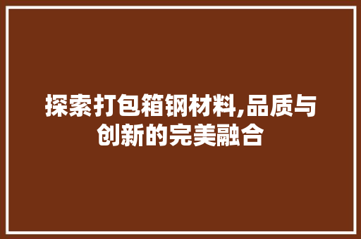 探索打包箱钢材料,品质与创新的完美融合