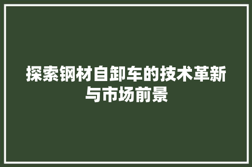 探索钢材自卸车的技术革新与市场前景