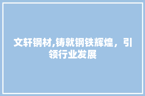 文轩钢材,铸就钢铁辉煌，引领行业发展 装修攻略
