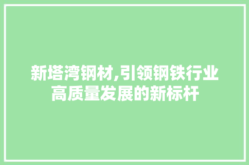 新塔湾钢材,引领钢铁行业高质量发展的新标杆