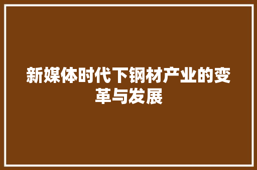 新媒体时代下钢材产业的变革与发展