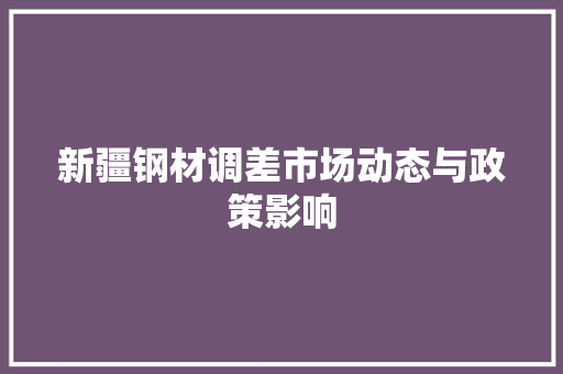 新疆钢材调差市场动态与政策影响