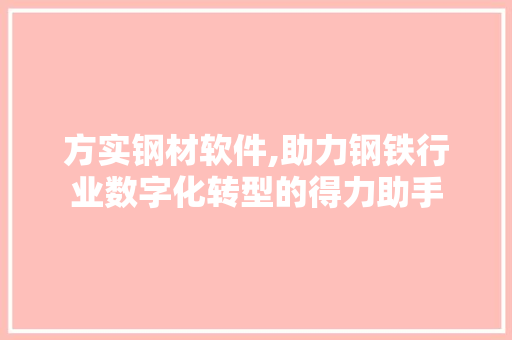 方实钢材软件,助力钢铁行业数字化转型的得力助手