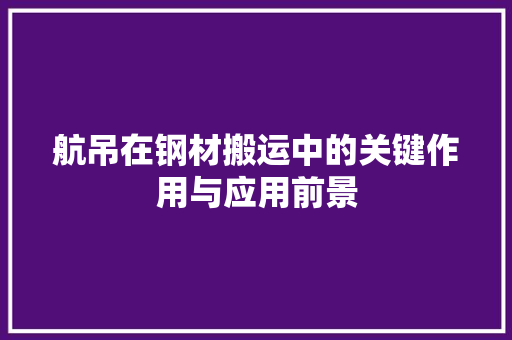 航吊在钢材搬运中的关键作用与应用前景