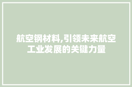 航空钢材料,引领未来航空工业发展的关键力量