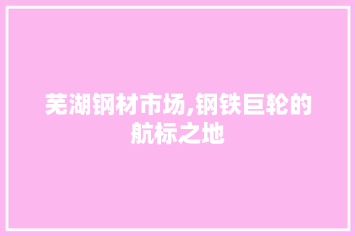 芜湖钢材市场,钢铁巨轮的航标之地
