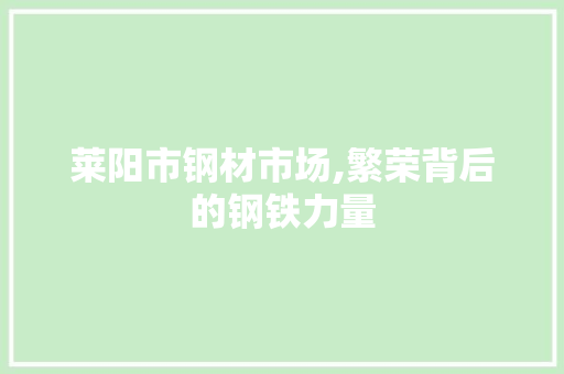 莱阳市钢材市场,繁荣背后的钢铁力量