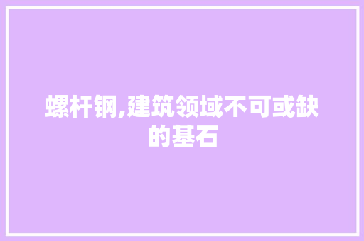 螺杆钢,建筑领域不可或缺的基石